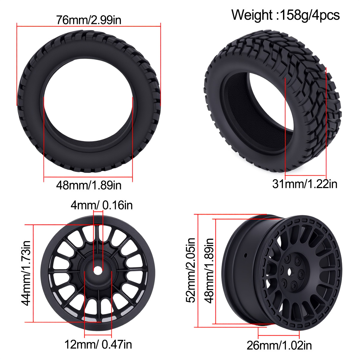 1.9inch 75*31mm Rubber Plastic - đánh giá và giá Model Kit Tamiya